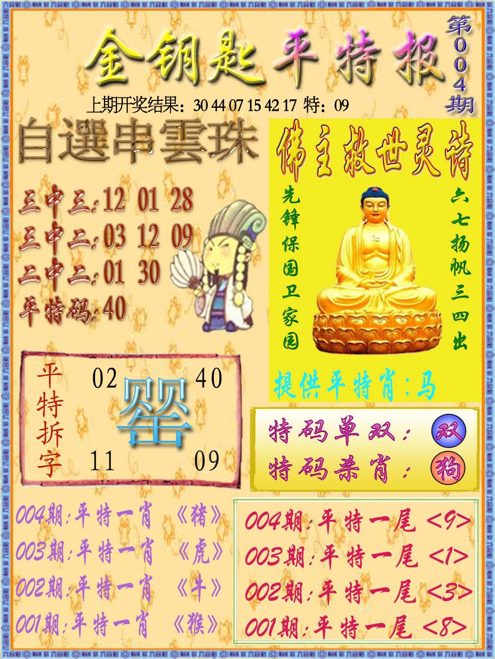 004期金钥匙平特报[图]