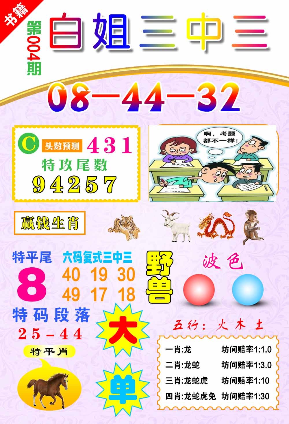 004期澳门白姐锦囊[图]