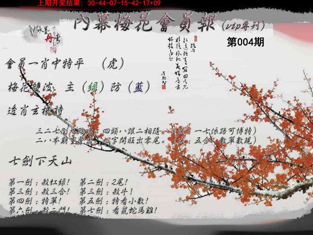 004期内幕梅花会员报[图]