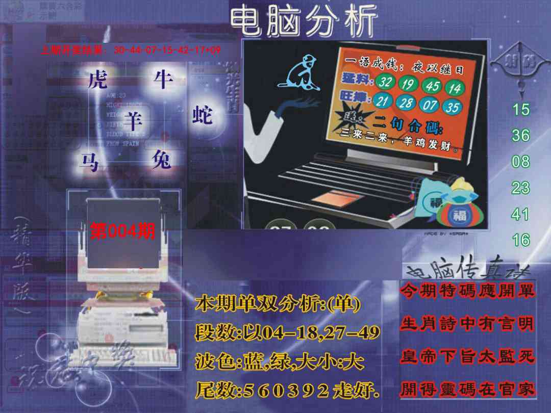 004期正版电脑分析贴士報[图]