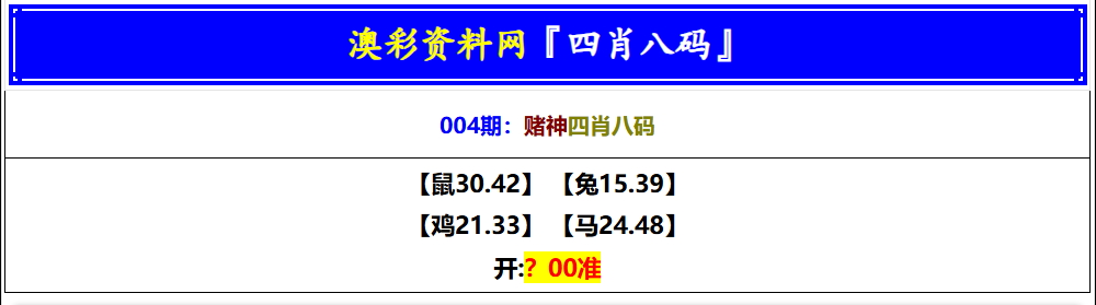 004期赌神四肖八码[图]
